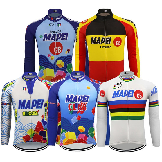 Mapei Retro Cycling Jersey Long Sleeve Retro Cycling Jersey