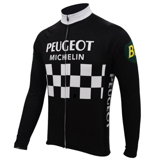 SALE-Peugeot BP Michelin Retro Cycling Jersey (with Fleece Option)