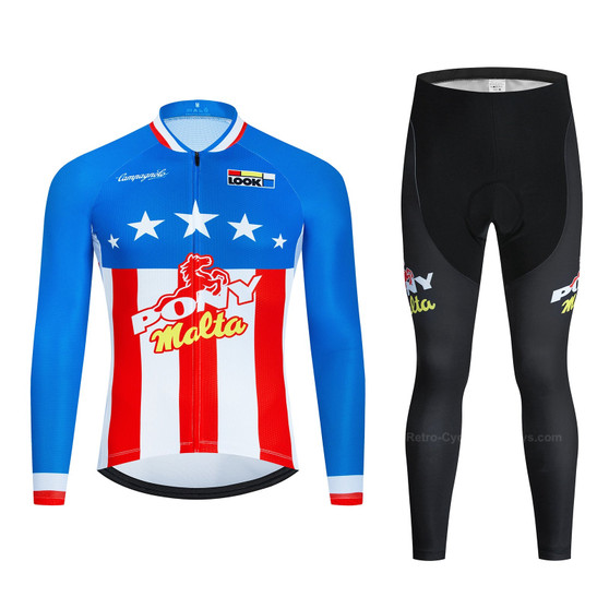 Pony Malta Retro Cycling Jersey Long Set (with Fleece Option)