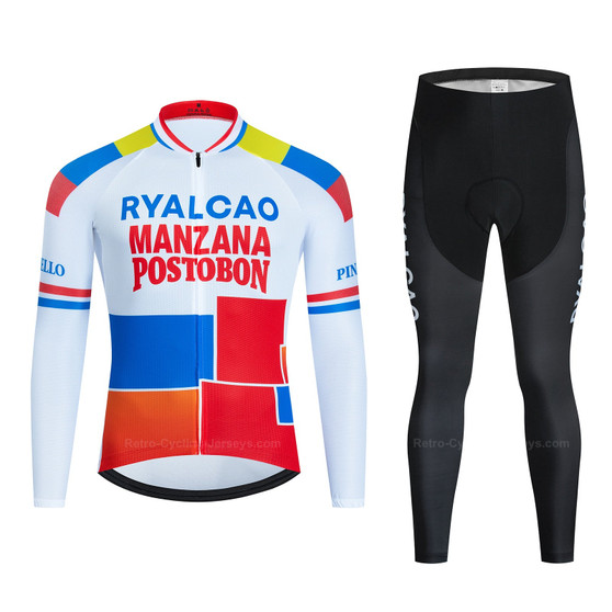 Ryalcao Manzana Postobon Retro Cycling Jersey Long Set (with Fleece Option)