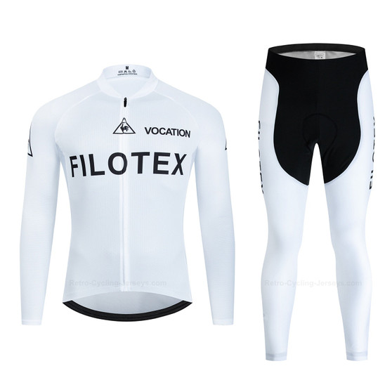 Filotex White Retro Cycling Jersey Long Set (with Fleece Option)