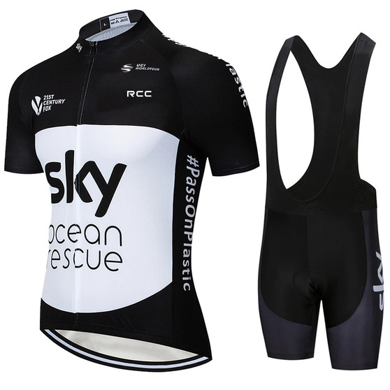 Team Sky Ocean Rescue Black Cycling Jersey Set