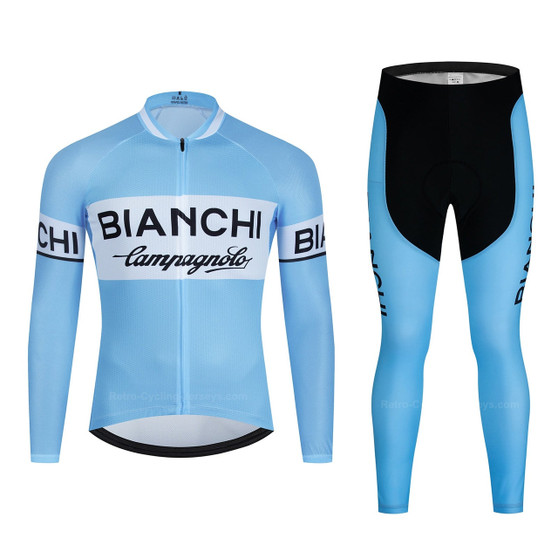 SALE-Bianchi Campagnolo Retro Cycling Jersey Long Set (with Fleece Option)