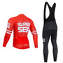 Super Ser Red Retro Cycling Jersey Long Set (with Fleece Option)