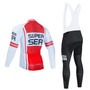 Super Ser White-Red Retro Cycling Jersey Long Set (with Fleece Option)
