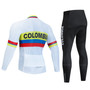 Colombia White Retro Cycling Jersey Long Set (with Fleece Option)