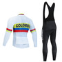 Colombia White Retro Cycling Jersey Long Set (with Fleece Option)