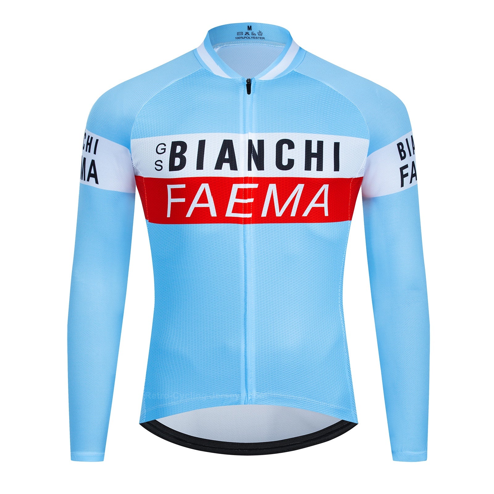 （C-2） ニットサイクルジャージ　BIANCHI FAEMA サイズMくらい Bianchi Faema Retro Cycling Jersey Long Set (with Fleece Option