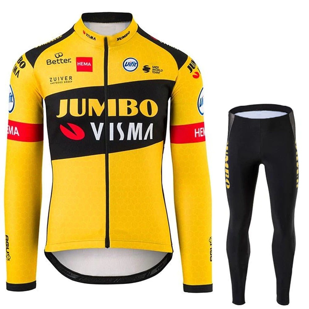 極美品　JUMBO VISMA　長袖ジャージ＋ビブタイツ　Mサイズ　本物正規品 Jumbo Visma Pro Team Long Set (with Fleece Option) - Retro Cycling