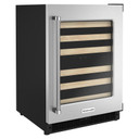 Kitchenaid® 24" Undercounter Wine Cellar with Glass Door and Wood-Front Racks KUWR214KSB