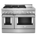 KitchenAid® 48'' Smart Commercial-Style Gas Range with Griddle KFGC558JSS