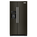 Kitchenaid® 22.6 cu ft. Counter-Depth Side-by-Side Refrigerator with Exterior Ice and Water and PrintShield™ finish KRSC703HBS