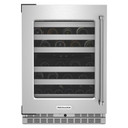 Kitchenaid® 24" Undercounter Wine Cellar with Glass Door and Metal-Front Racks KUWL314KSS