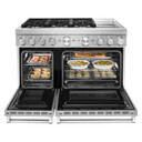 KitchenAid® 48'' Smart Commercial-Style Dual Fuel Range with Griddle KFDC558JSS