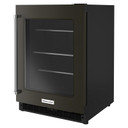 Kitchenaid® 24" Undercounter Refrigerator with Glass Door and Shelves with Metallic Accents and PrintShield™ Finish KURR314KBS