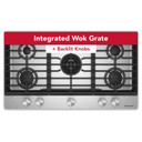 Kitchenaid® Gas-on-Metal Cooktop with an Integrated Wok Grate and CookShield™ Finish KCGK736SJP