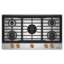 KitchenAid® 36  in. Gas Cooktop with 5 Burners and Integrated Wok Grate KCGK536SSS