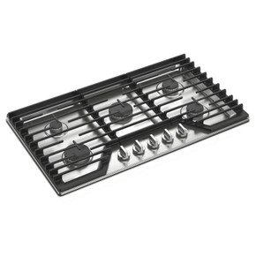 Whirlpool® 36-inch Gas Cooktop with EZ-2-Lift™ Hinged Cast-Iron Grates WCGK5036PS