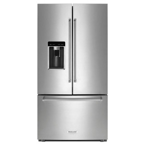 Kitchenaid® 23.8 cu. ft. 36" Counter-Depth French Door Platinum Interior Refrigerator with PrintShield™ Finish KRFC704FPS