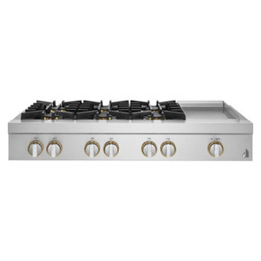 Jennair® 48" RISE™ Gas Professional-Style Rangetop with Chrome-Infused Griddle JGCP548HL