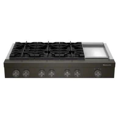 KitchenAid® 48-inch 6-Burner Gas Commercial-Style Rangetop with Griddle KCGK948TBE