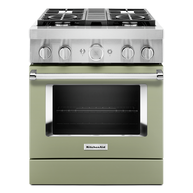 Kitchenaid® Cuisinière commerciale intelligente bicombustible avec 4 brûleurs - 30 po KFDC500JAV