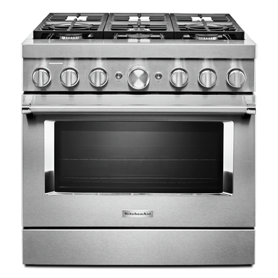 Cuisinière commerciale intelligente bicombustible KitchenAid®, 6 brûleurs, 36 po KFDC506JSS