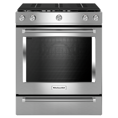 Kitchenaid® 30-Inch 5-Burner Gas Slide-In Convection Range KSGG700ESS