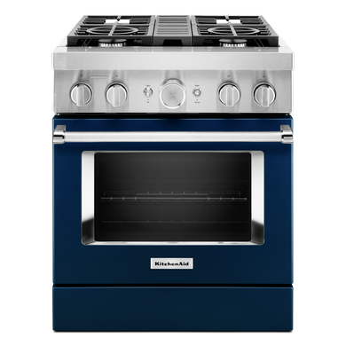 Kitchenaid® Cuisinière commerciale intelligente bicombustible avec 4 brûleurs - 30 po KFDC500JIB