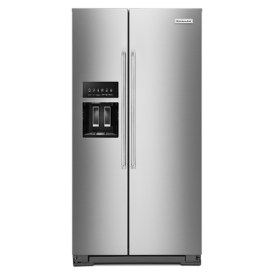 Kitchenaid® 22.6 cu ft. Counter-Depth Side-by-Side Refrigerator with Exterior Ice and Water and PrintShield™ finish KRSC703HPS