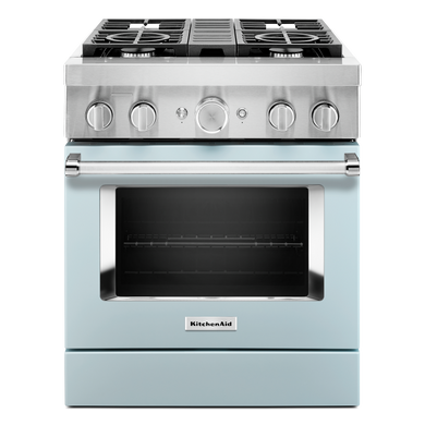 Kitchenaid® Cuisinière commerciale intelligente bicombustible avec 4 brûleurs - 30 po KFDC500JMB