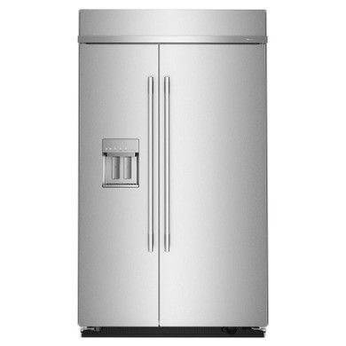 Kitchenaid® 29.4 Cu. Ft. 48" Built-In Side-by-Side Refrigerator features Exterior Water and Ice Dispenser with Measured Fill KBSD748SPS