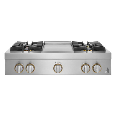 Jennair® 36" RISE™ Gas Professional-Style Rangetop with Chrome-Infused Griddle JGCP536HL