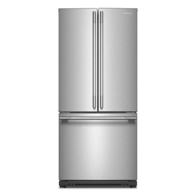 Kitchenaid® 20 cu. Ft. 30-Inch Width Standard Depth French Door Refrigerator with PrintShield® Finish and Interior Dispense KRFF330SPS