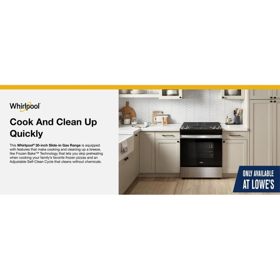 5.0 Cu. Ft. Whirlpool® Gas Range with Frozen Bake™ Technology WEG515S0LS 5.0 Cu. Ft. Whirlpool® Gas Range with Frozen Bake™ Technology WEG515S0LS