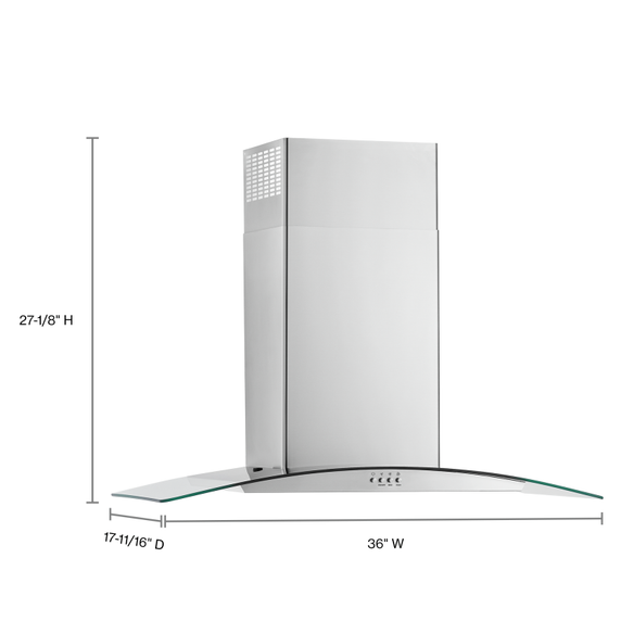 36" Curved Glass Wall Mount Range Hood WVW51UC6LS