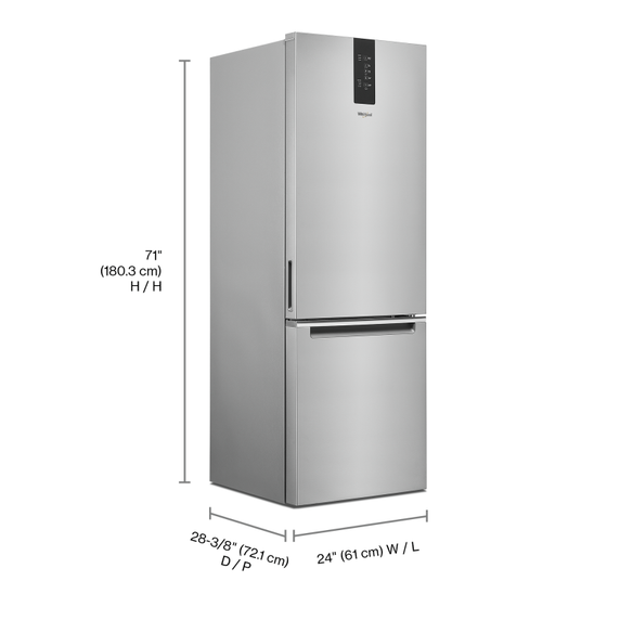 Whirlpool® 24-inch Wide Bottom-Freezer Refrigerator - 12.9 cu. ft. WRB543CMJZ