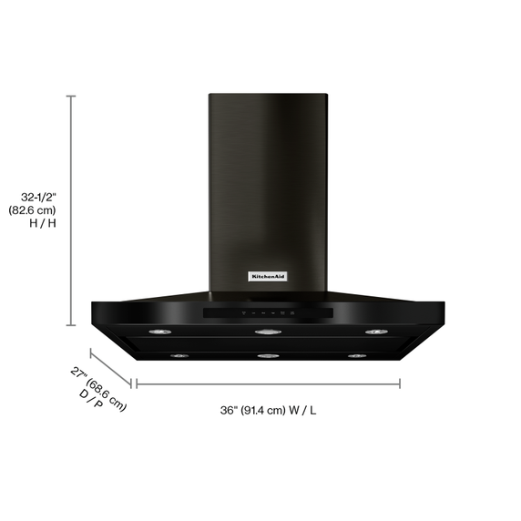 Kitchenaid® 36 Island-Mount, 3-Speed Canopy Hood KVIB606DBS