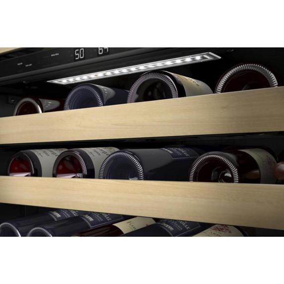 Kitchenaid® 24" Undercounter Wine Cellar with Glass Door and Wood-Front Racks KUWR214KSB