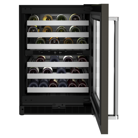 Kitchenaid® 24 Undercounter Wine Cellar with Glass Door and Metal-Front Racks KUWR314KBS