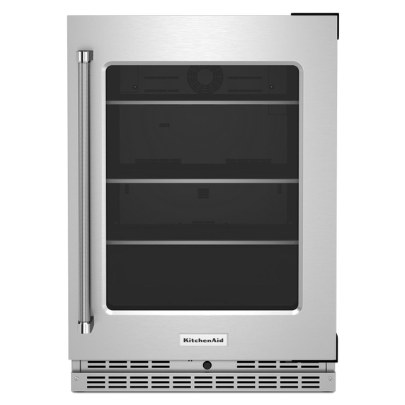 Kitchenaid® 24 Undercounter Refrigerator with Glass Door and Shelves with Metallic Accents KURR314KSS