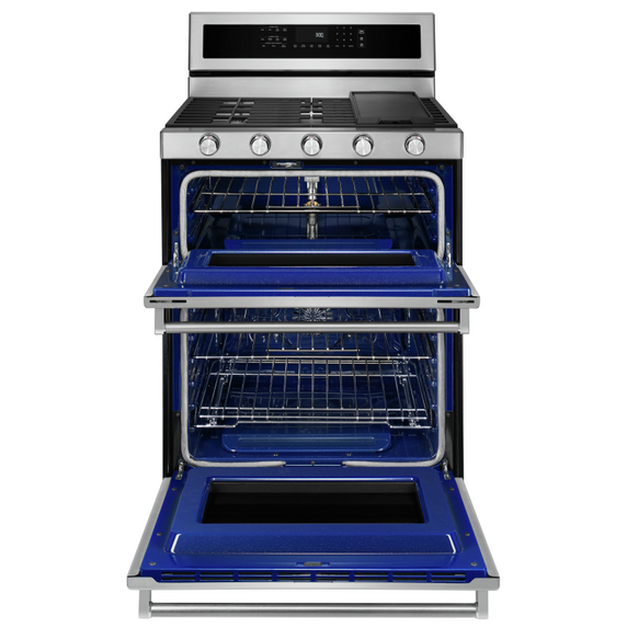 Kitchenaid® 30-Inch 5 Burner Gas Double Oven Convection Range KFGD500ESS