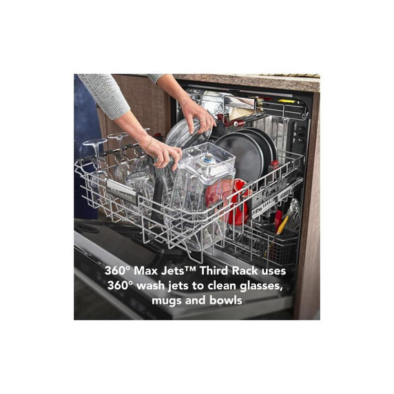 Kitchenaid® 44 dBA Dishwasher with 360° Max Jets™ Third Rack and LED Interior Lighting KDTM804KBS