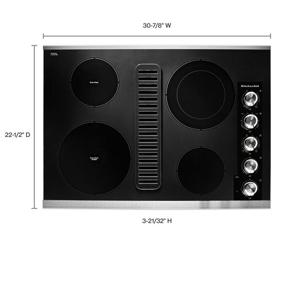 Kitchenaid® 30" Electric Downdraft Cooktop with 4 Elements KCED600GSS