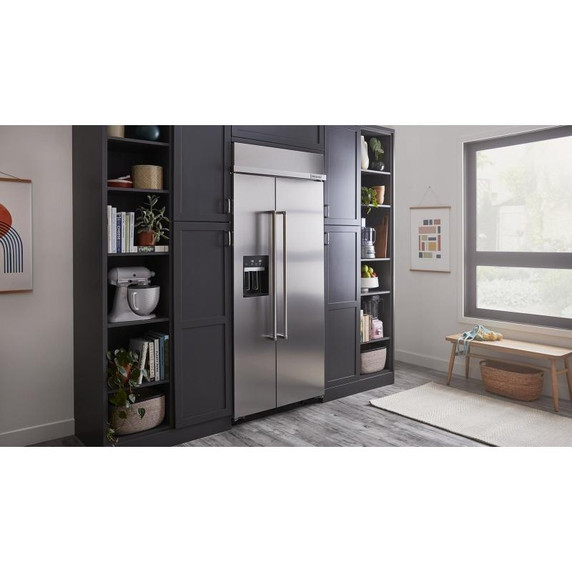 Kitchenaid® 20.8 Cu. Ft. 36" Built-In Side-by-Side Refrigerator with Ice and Water Dispenser KBSD706MPS