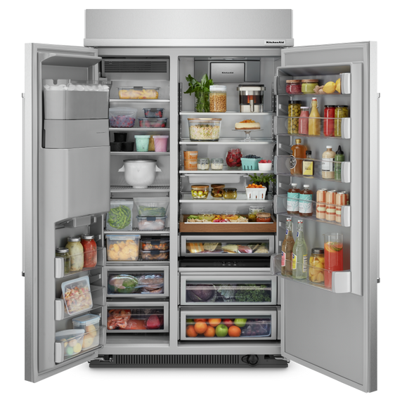 Kitchenaid® 29.4 Cu. Ft. 48 Built-In Side-by-Side Refrigerator with Ice and Water Dispenser with PrintShield™ Finish KBSD708MPS