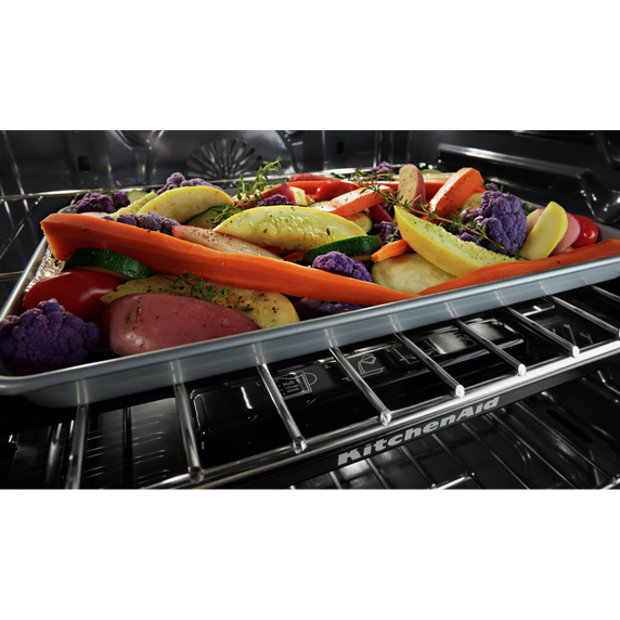 Kitchenaid® 30-Inch 5-Burner Gas Slide-In Convection Range KSGG700EBS