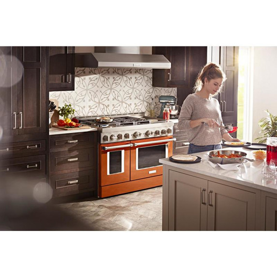 KitchenAid® 48'' Smart Commercial-Style Gas Range with Griddle KFGC558JSC