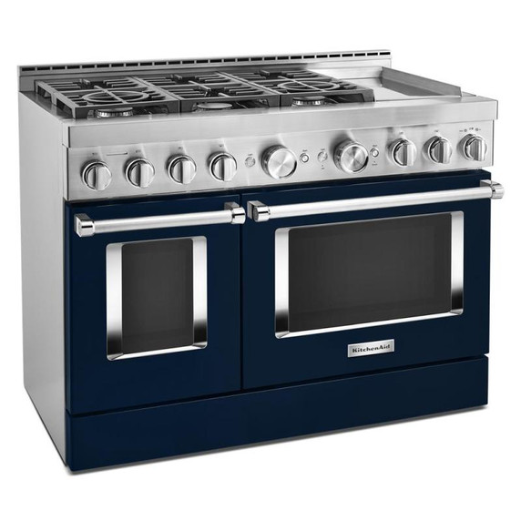 KitchenAid® 48'' Smart Commercial-Style Gas Range with Griddle KFGC558JIB