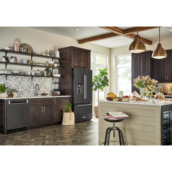 Kitchenaid® 23.8 cu. ft. 36" Counter-Depth French Door Platinum Interior Refrigerator with PrintShield™ Finish KRFC704FBS Kitchenaid® 23.8 cu. ft. 36" Counter-Depth French Door Platinum Interior Refrigerator with PrintShield™ Finish KRFC704FBS